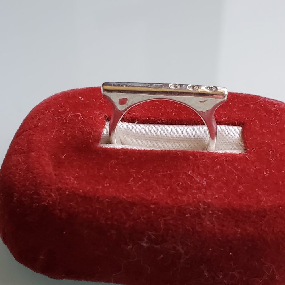 SILPADA 925 Sterling Silver Cubic Zirconia CZ Bar Ring Band Size 5 W/Box & Pouch